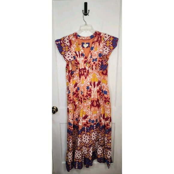 Maeve Dresses & Skirts - Medium Anthropologie Maeve Cassandra Maxi Flutter Sleeve Dress Boho Southwestern